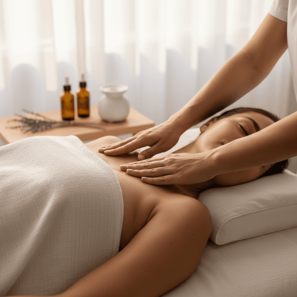 Client receiving lymphatic drainage massage at Yani Spa