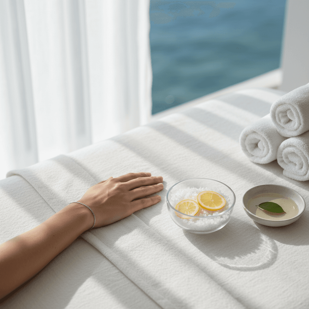 Post-treatment refreshment at Yani Spa